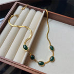 Oval Green Crystal Necklace