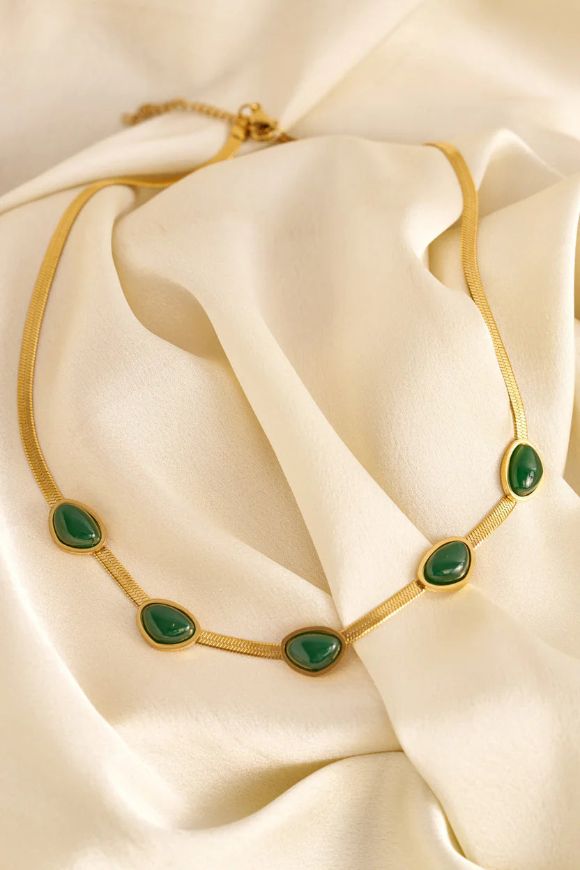 Oval Green Crystal Necklace