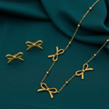 Bow Gold Necklace Earrings Set