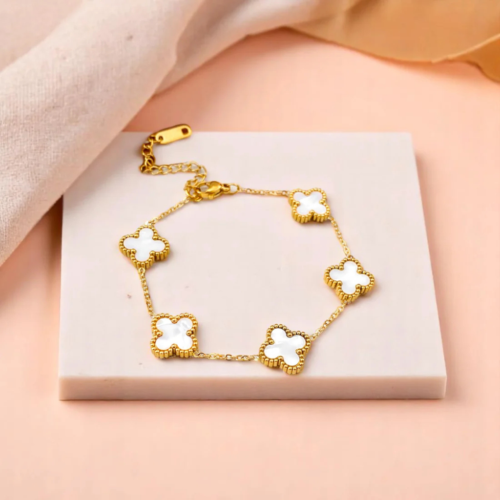 Clover White Gold Bracelet