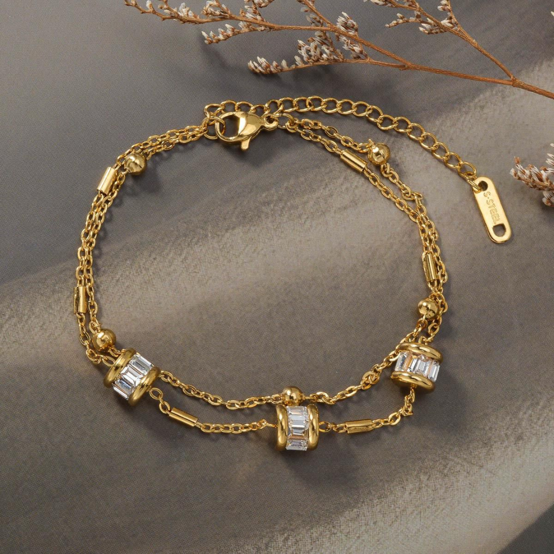Crystal Gold Chain Bracelet