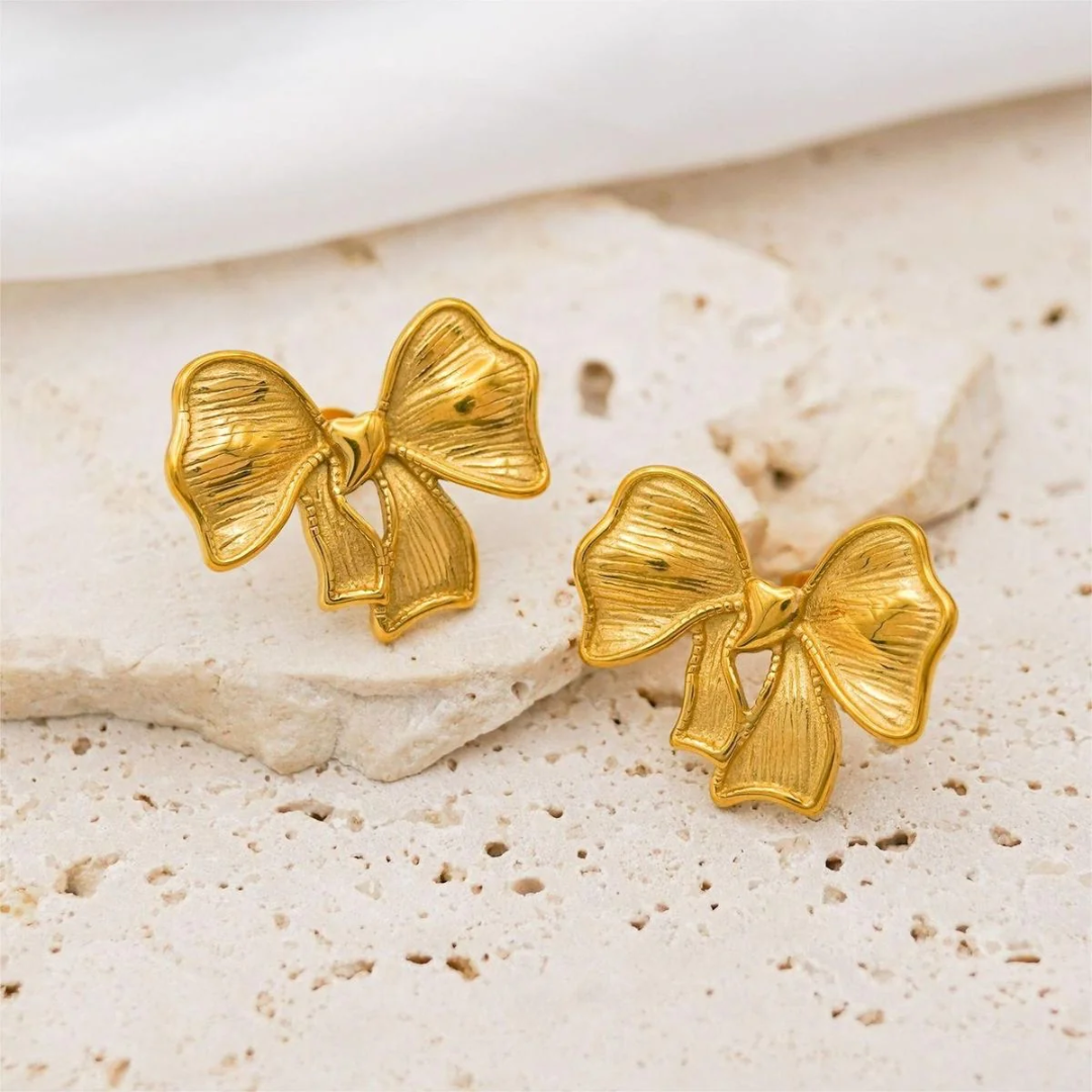 Evelyn Bow Gold Earring