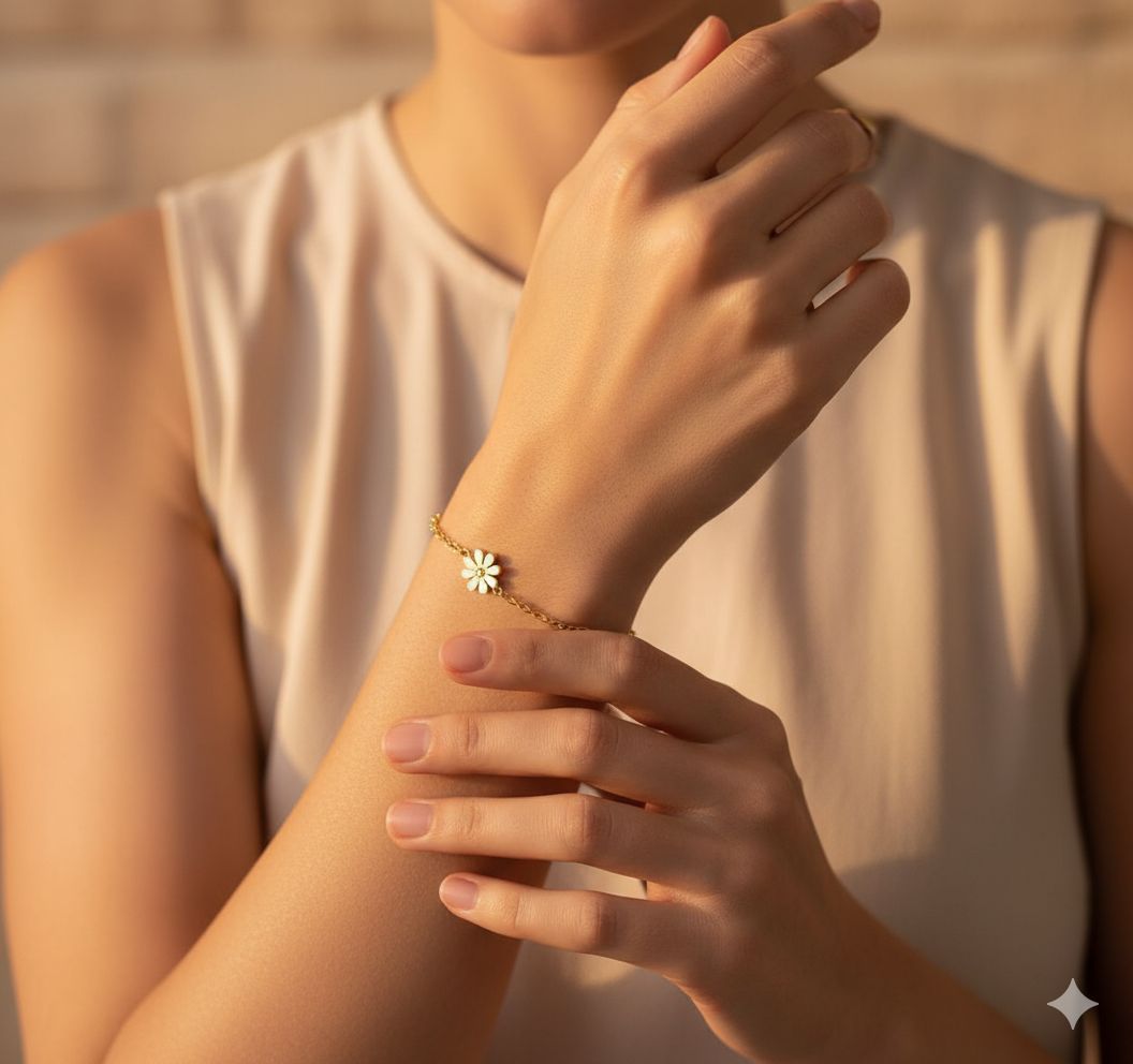 Floral Motif Gold Bracelet