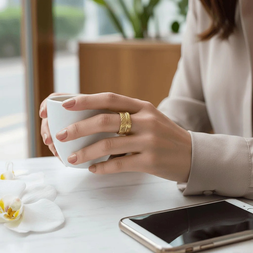 Gilded Leaf Adjustable Ring