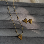 Heart Gold Necklace Earrings Set