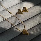 Heart Gold Necklace Earrings Set