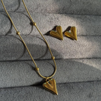 Heart Gold Necklace Earrings Set