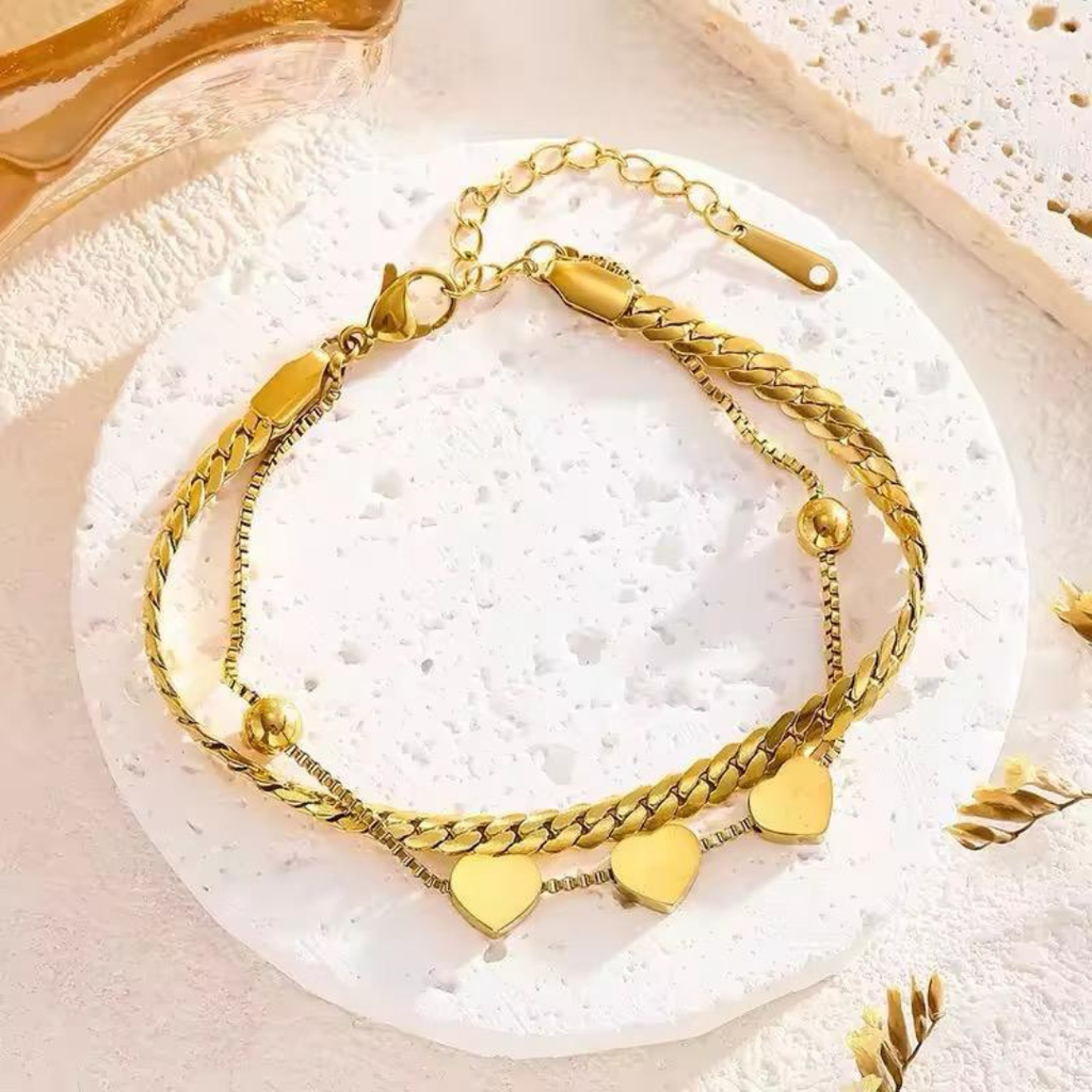 Heart Gold Chain Bracelet