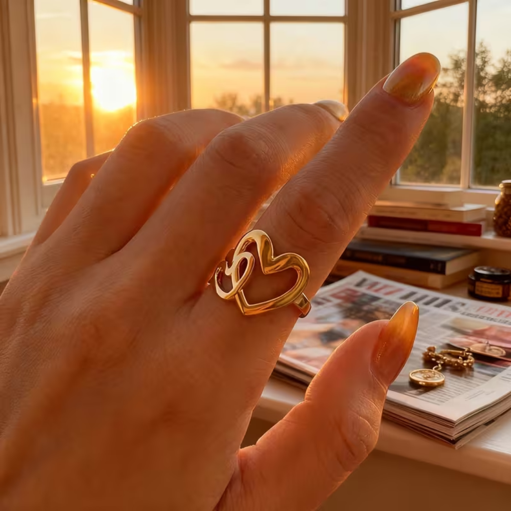 Heart Initial Gold Ring