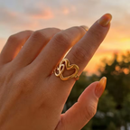 Heart Initial Gold Ring