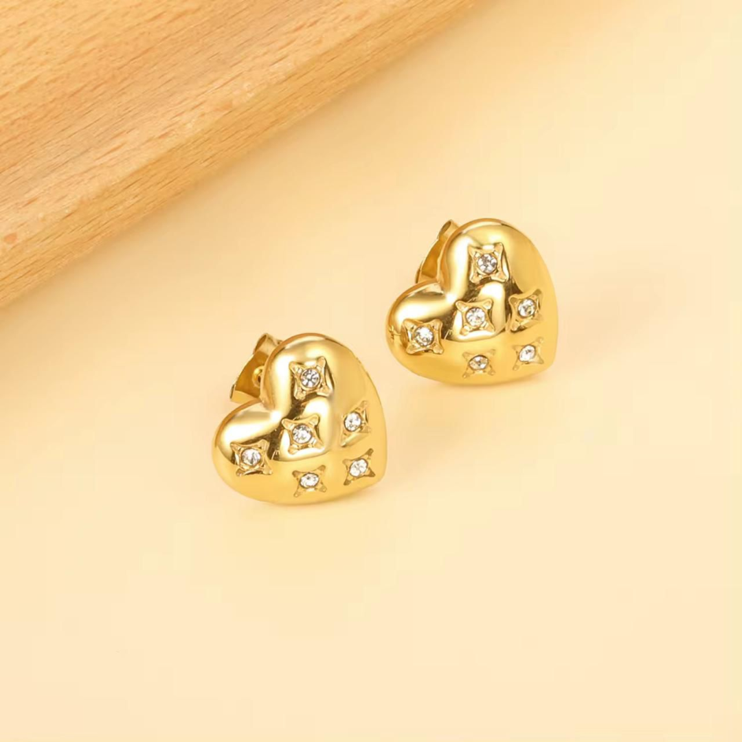 Mini Heart Gold Earrings