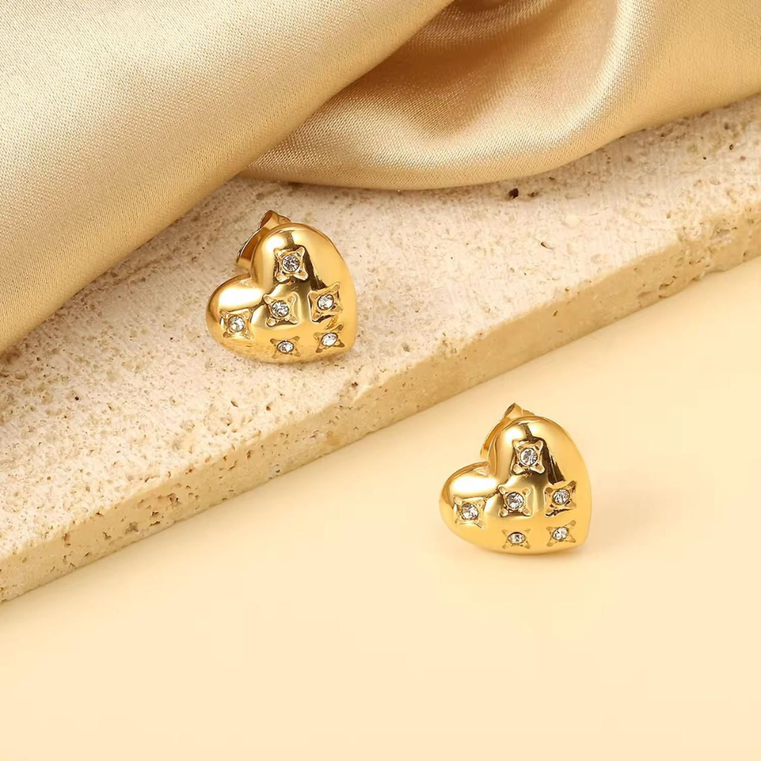 Mini Heart Gold Earrings