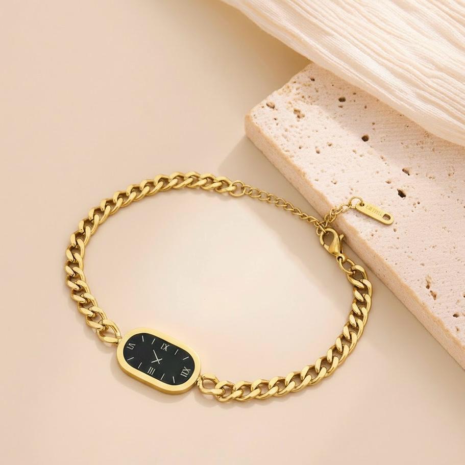 Oval Gold Chain Bracelet Watch