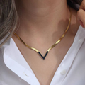 Chevron Black Snake Chain Necklace