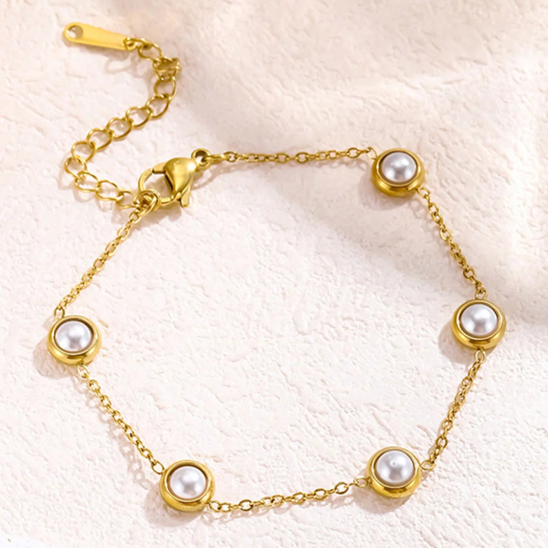 Pearl Stone Gold Bracelet