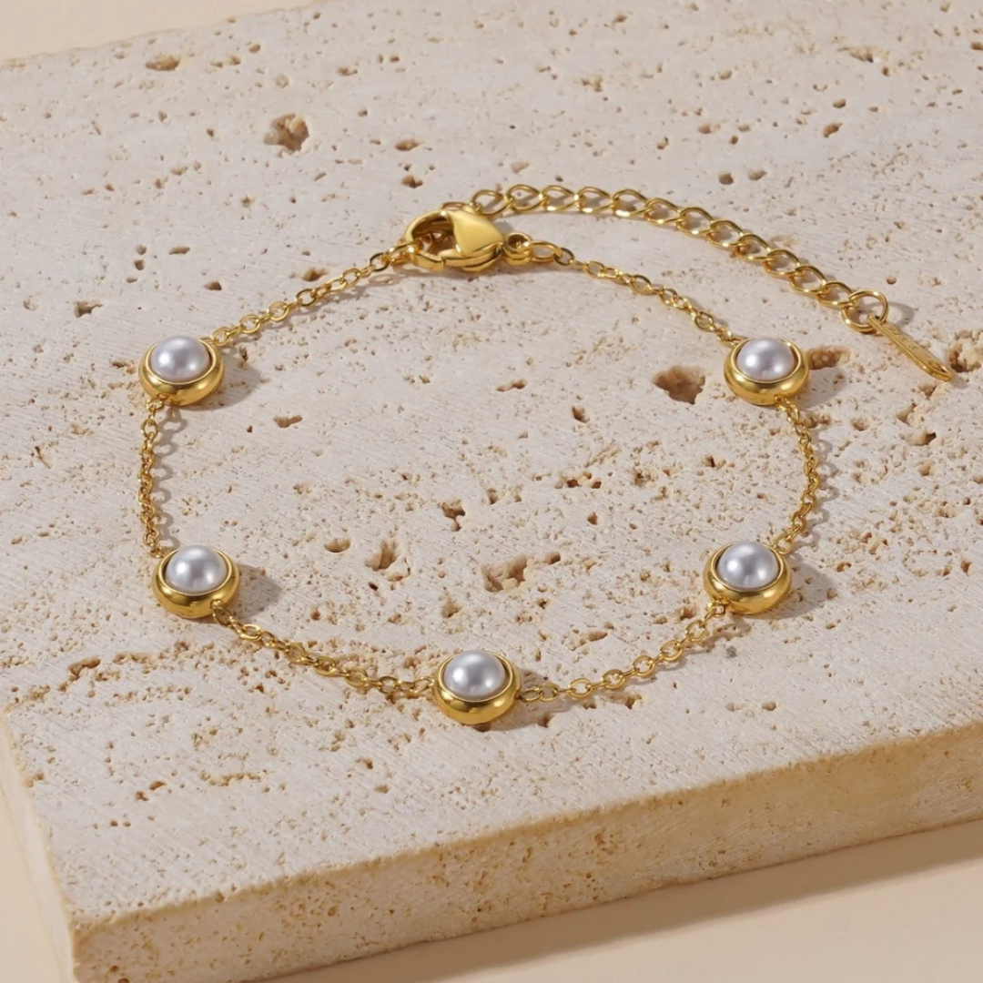 Pearl Stone Gold Bracelet
