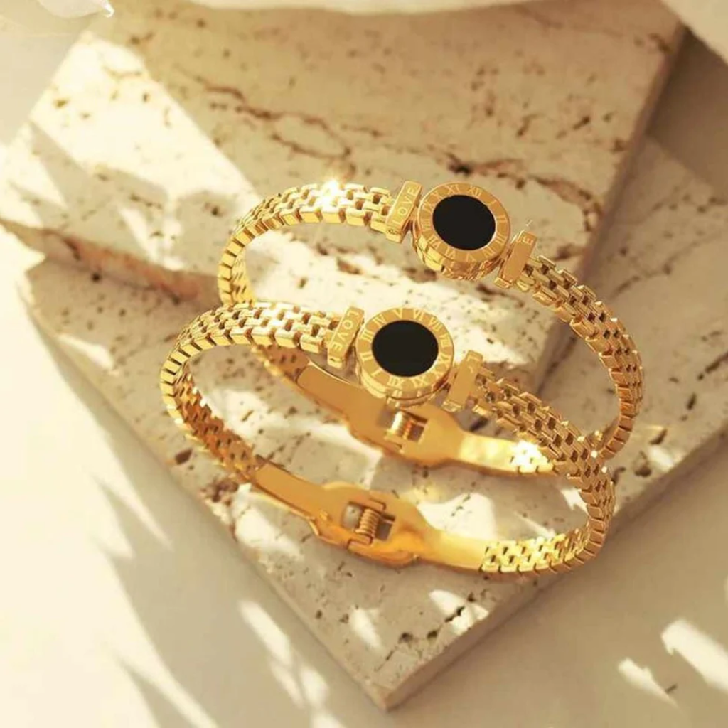 Roman Black Gold Bangle