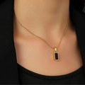 Square Black Gold Necklace