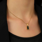 Square Black Gold Necklace