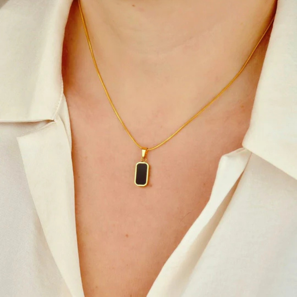 Square Black Gold Necklace