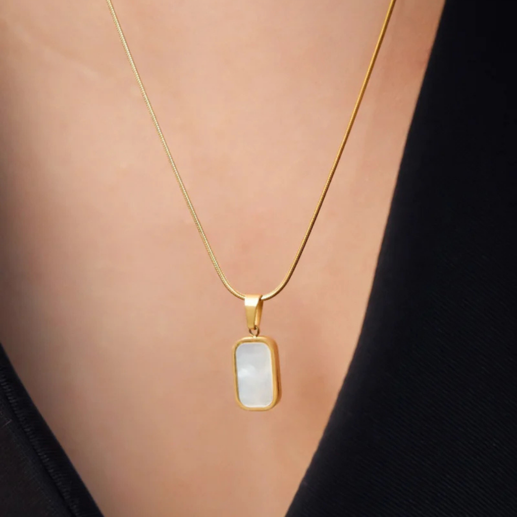 Square White Gold Necklace