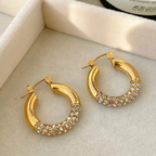 Stoneva Gold Hoop Earrings