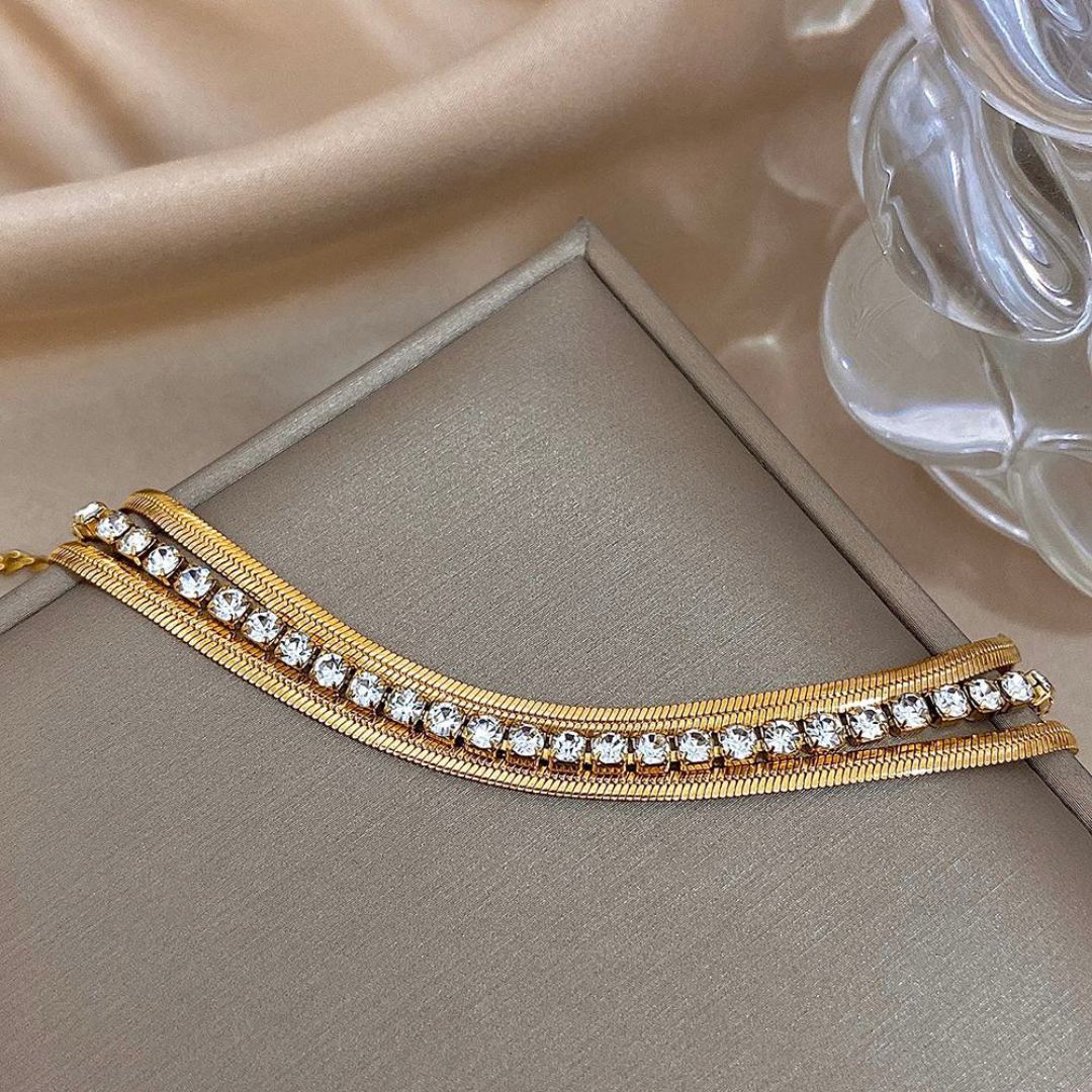 Triple Layer Diamond Snake Bracelet