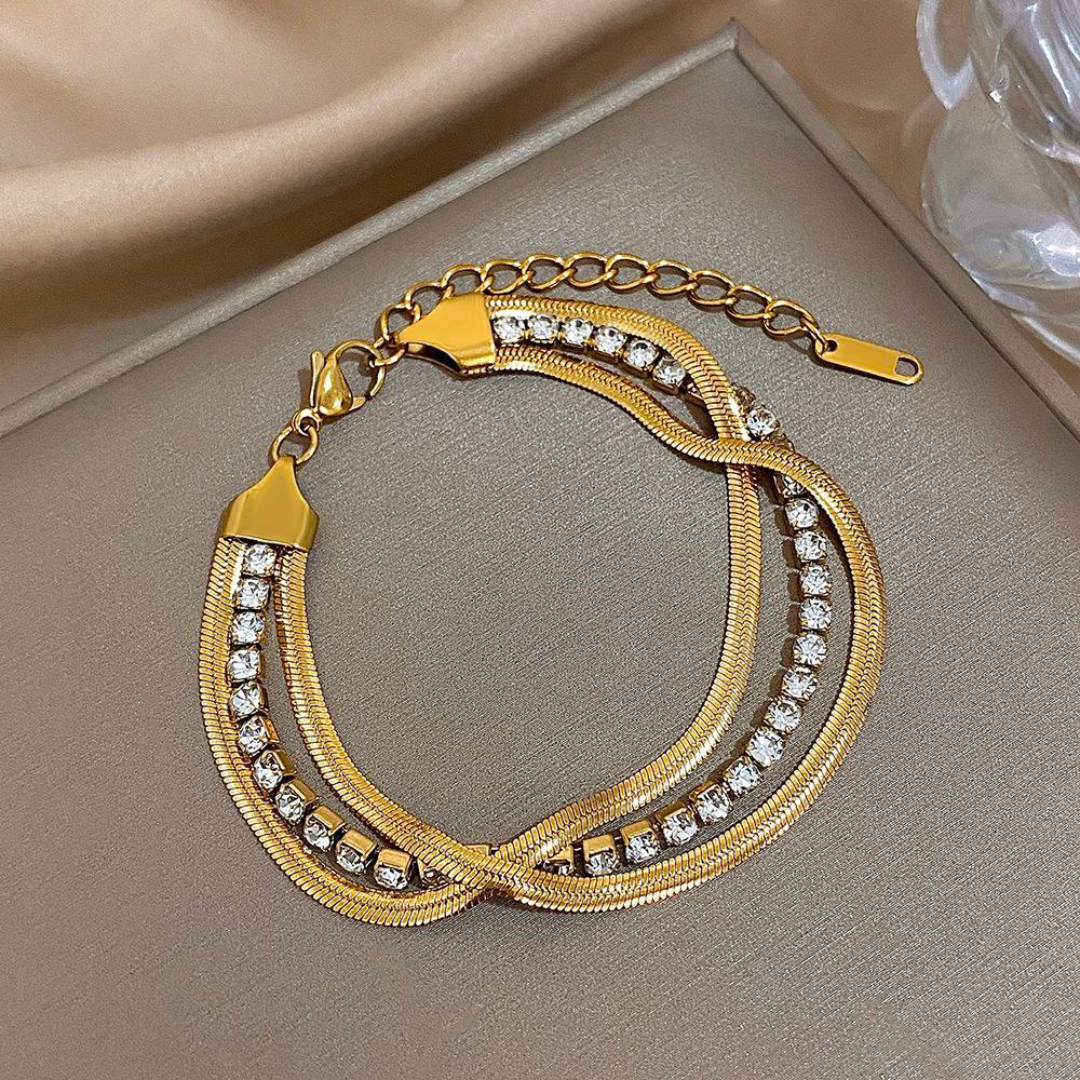 Triple Layer Diamond Snake Bracelet