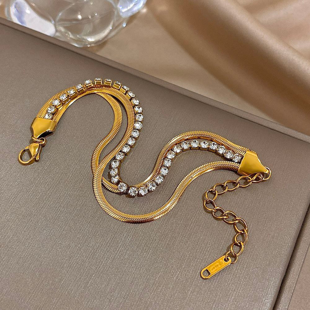 Triple Layer Diamond Snake Bracelet