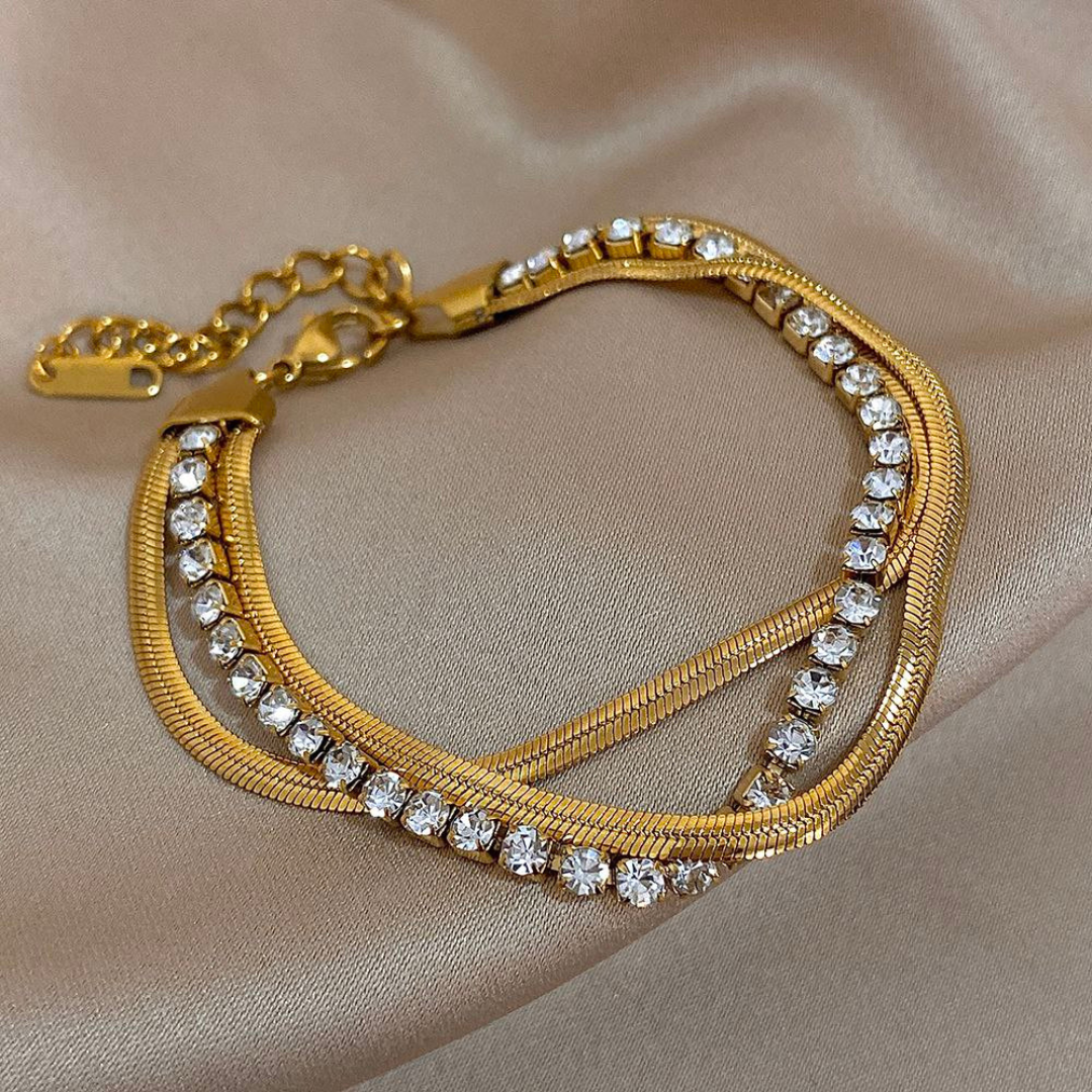 Triple Layer Diamond Snake Bracelet