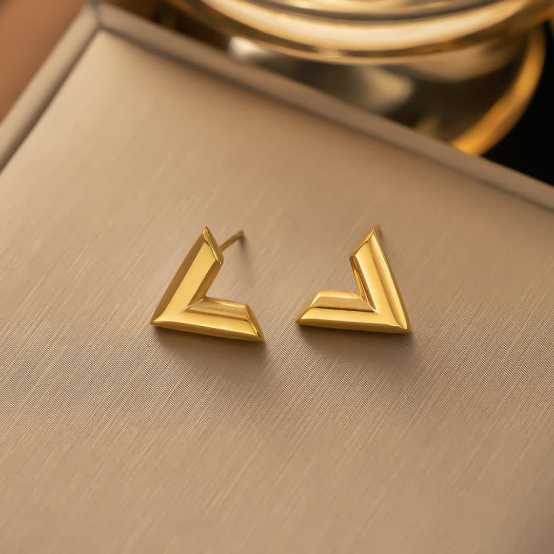V Shape Gold Studs