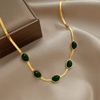 Oval Green Crystal Necklace