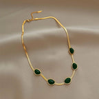 Oval Green Crystal Necklace